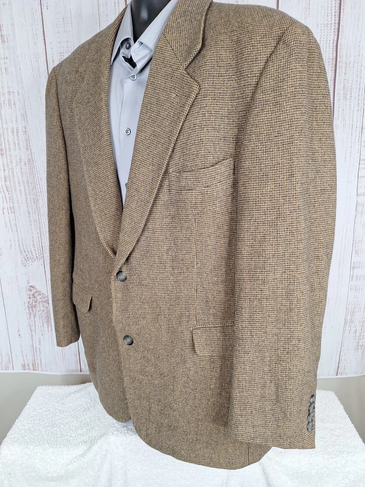 Chereskin Jacket Blazer Mens 44R Brown Check Camel Hair Blend - Image 3 of 4