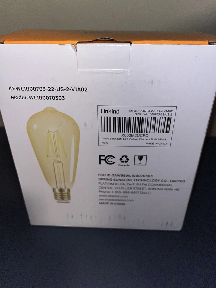 Linkind WiFi Vintage Smart Filament Led Bulb 2- pack App Remote Controlled - Image 2 of 4