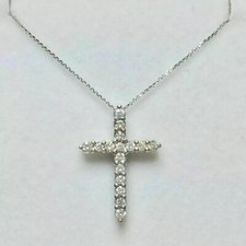 1.00 Ct Round Cut Lab Created Diamond Cross Pendant 14K White Gold Finish