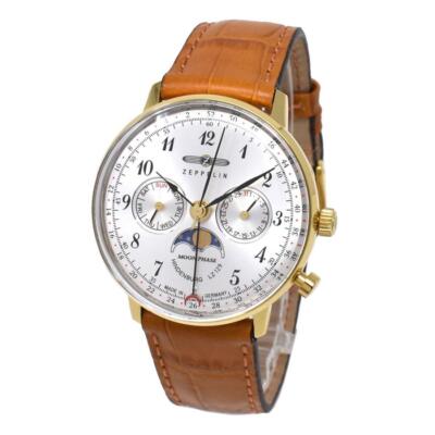 ワイン moon Zeppelin LZ 129 Hindenburg Moonphase (36mm) Night Blue Dial