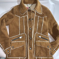Nwt Authentic Coach Size 10 Tan Suede/shearling Coat $2600