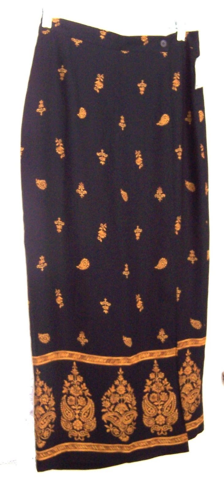 Chaus Black with Gold Flowers Long Skirt NWT Size 12