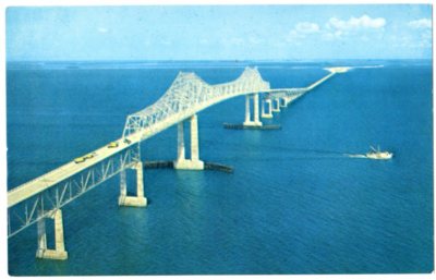 chrome postcard Sunshine Skyway bridge from St.Petersburg,Fl.deadly collapse