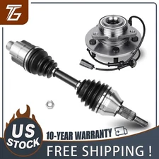 4WD w/ABS Front Wheel Hub Bearing + CV Axle Shaft for Dodge Ram 1500 2002-2005