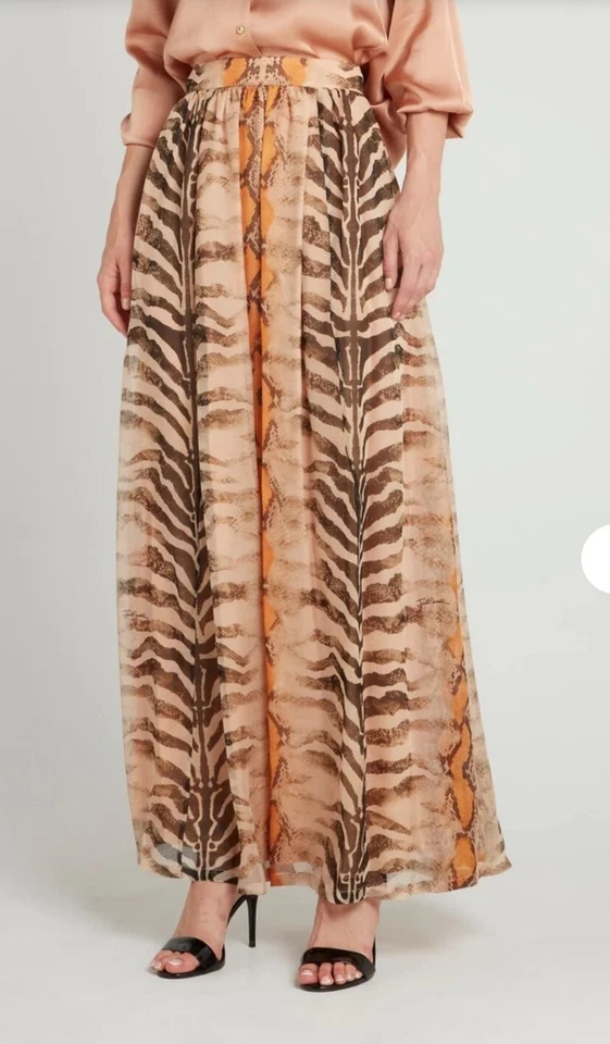 Falda Larga Just Cavalli Beige Estampado Animal Seda Maxi $871, Talla 38 o XS, ¡NUEVA CON ETIQUETAS! Foto 2 de 4
