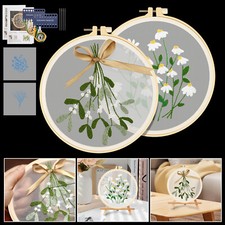 2 Set Embroidery Starter Kit for Beginners Cross Stitch Stamped DIY Decor Craft