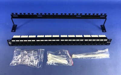 Hyperline Cat 6,24 Port UTP Patch Panel w/Cap & Rear PN:PP3-19-24-8P8C-C6-110-LB