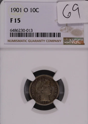 1901-O Barber Silver Dime NGC F-15 #0-013