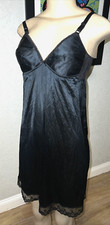 VTG MONA LISA BLACK Slip With Built-In Bra SZ 36/37 s4