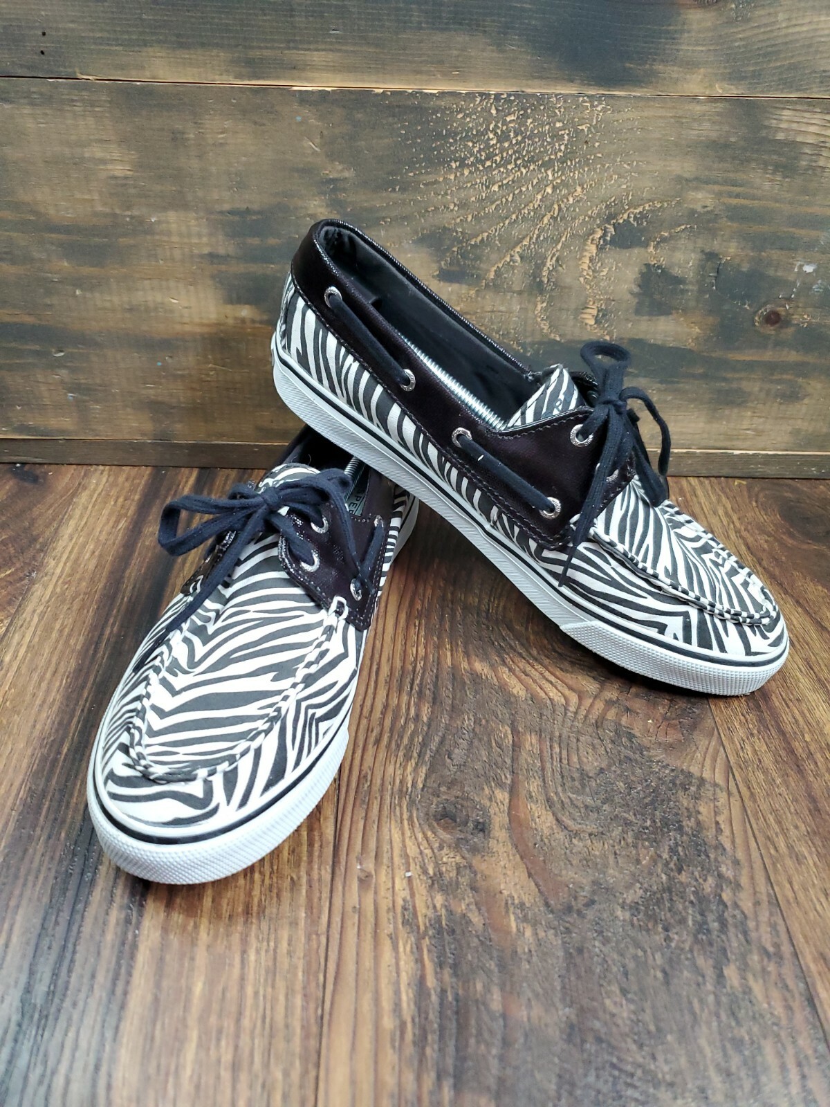 White Zebra Boat Deck Shoes Womens Size 