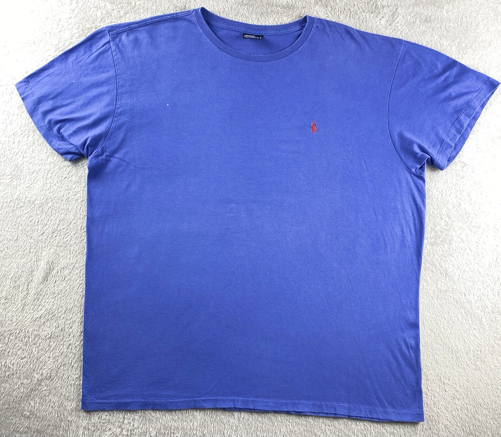 Polo Ralph Lauren vintage anni 90 t shirt uomo XL blu punto singolo rosso pony LEGGI