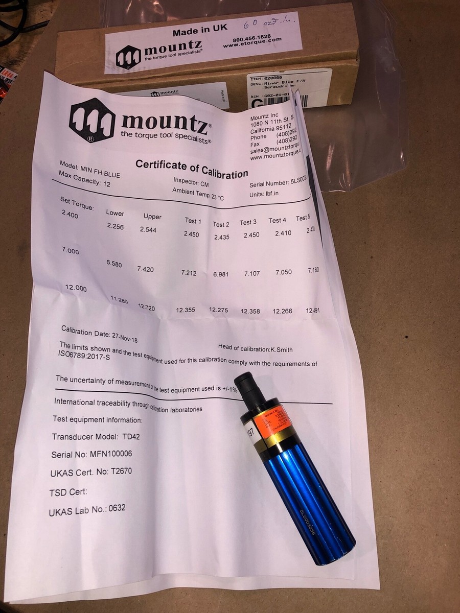 Mountz MIN FH BLUE TORQUE SCREWDRIVER | eBay
