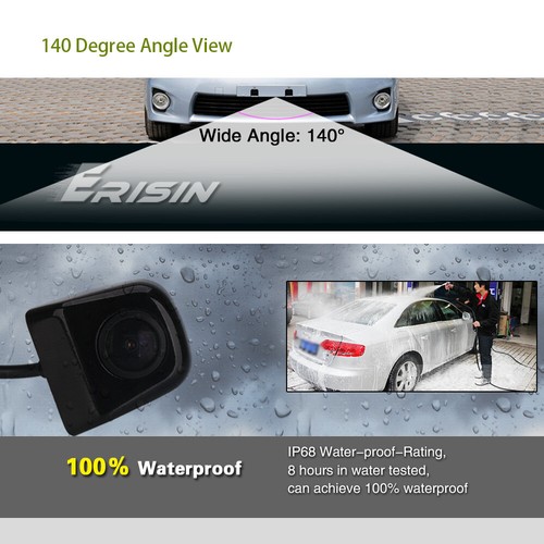 1080P 150° AHD Auto Rueckfahrkamera Rückfahrschutzlinie Nachtsicht Wasserdicht - Bild 8 von 12