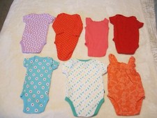 Baby bodysuits Set Of 7 Various Colors & Patterns 100% Cotton