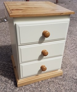 Country Style Cream And Pine Bedside Cabinet 3 Drawer Chest Locker Image Is Loading Country Style Cream And Pine Bedside Cabinet 3