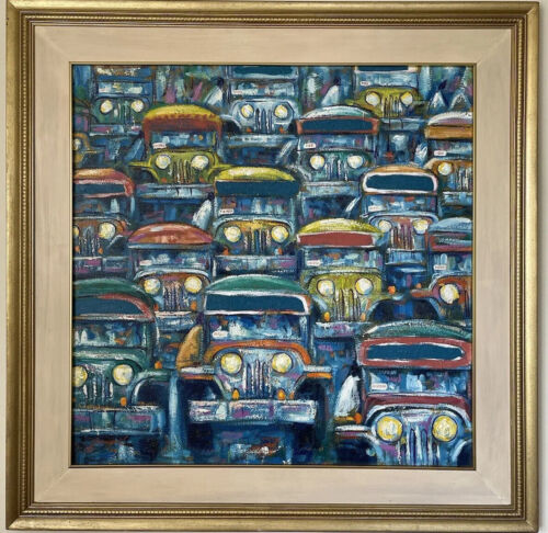 VINTAGE MODERN ABSTRACT OIL PAINTING OLD CAR BUS TRUCK AUTOMOBILE ART EMMANUEL - 第 1/12 張圖片