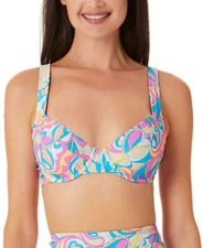 Bikini Swim Top Festive Vibes Print Juniors Large CALIFORNIA WAVES $19 NWT