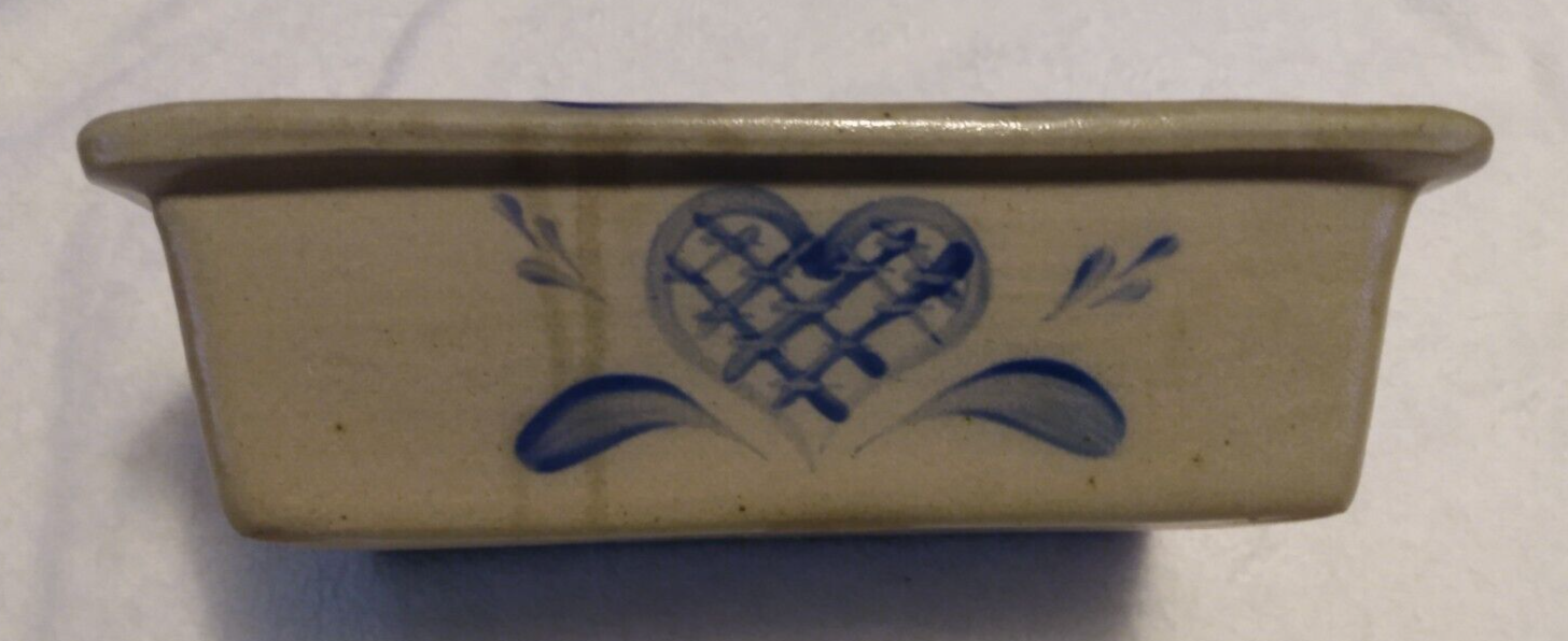 1992 Rowe Pottery Works 11" Bread Loaf Pan Blue Heart Pattern eBay