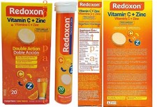Redoxon Vitamin C with Zinc Effervescent Orange Flavored,20 Ct, 2.82 Oz / 80 gr.