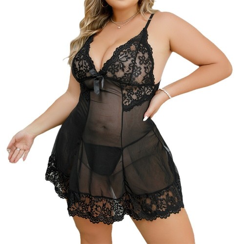 Sexy Damen-Dessous Spitzenkleid Unterwäsche Babydoll Nachtwäsche G-String in Übergröße - Bild 242 von 261