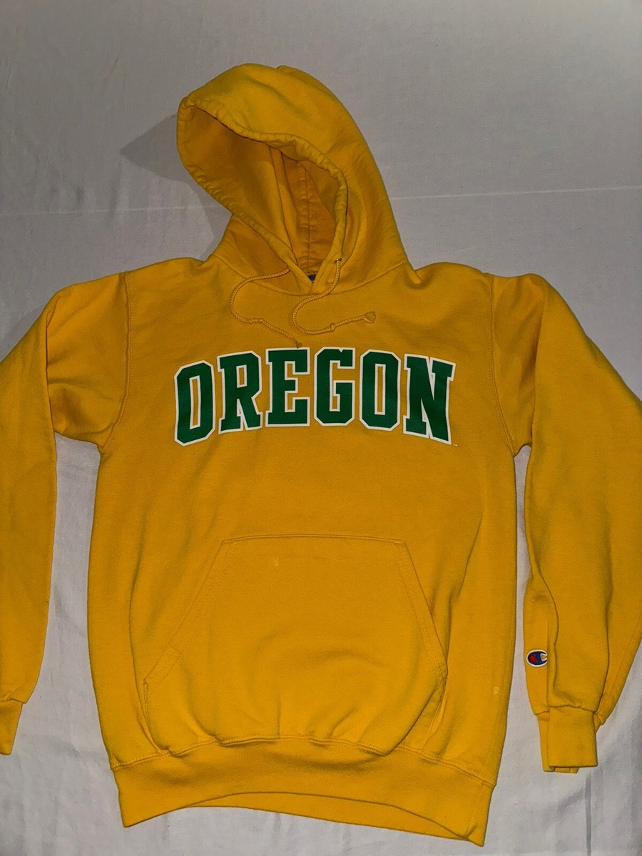 Vintage Champion Oregon Ducks Hoodie Sweatshirt Mens Small Yellow Pullover