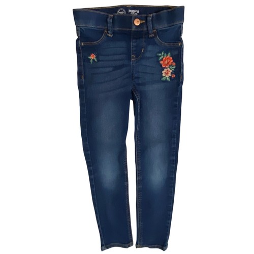Wonder Nation Girls Jegging Jeans S Blue Tropical Flowers Boho Hippie Pull On - Picture 2 of 6