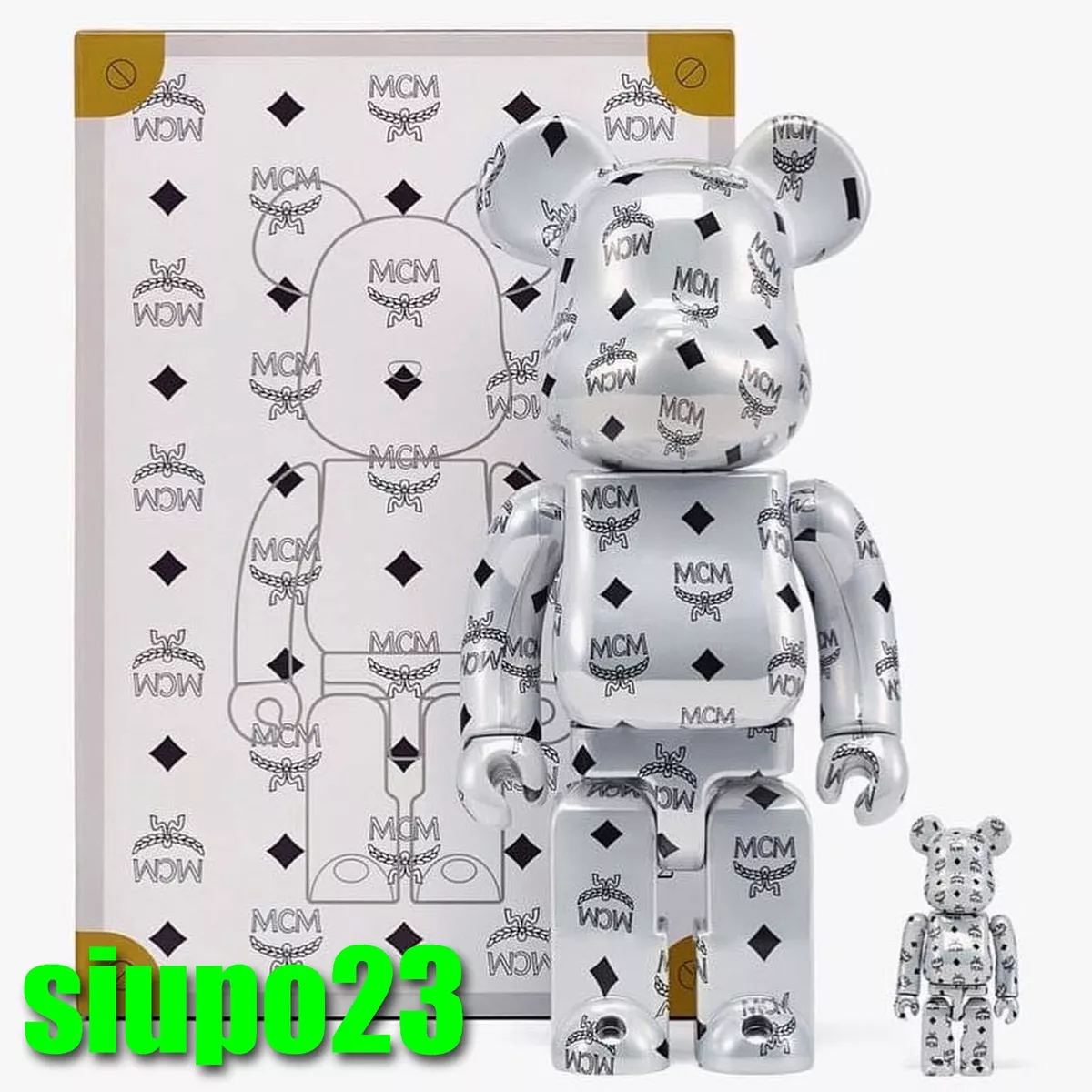 Medicom 400% + 100% Bearbrick ~ MCM Be@rbrick WHITE CHROME Ver