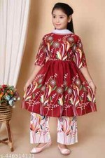 Indian Kids Traditional Beautiful girl ethnic Cotton Kurta Set For Girls