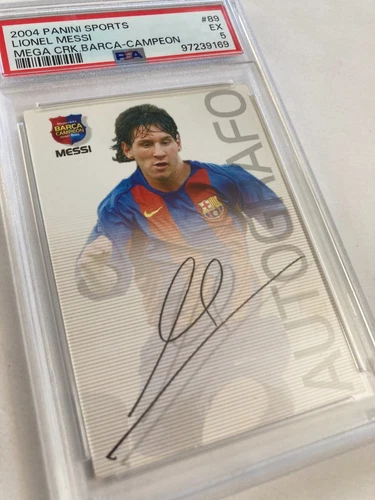 2004 PANINI SPORTS MEGA CRACKS BARCA #89 LIONEL MESSI ROOKIE RC PSA 5