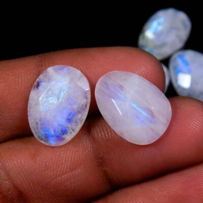 Natural Rainbow Moonstone Cabochons 15-18 MM Oval Shape Loose Gemstone 5 Pc