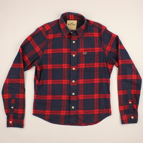 Hollister Men Blue And Red Plaid Shirt 