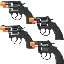 4 SILVER CAP GUN TOY PISTOL REVOLVER POLICE COLT 45