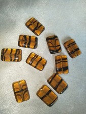 20x amber brown czech glass Beads pressed Rectangle 10 by 15mm jb1320 