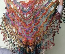 New Handmade in Ukraine Crocheted Multicolored Virus Shawl Wrap Scarf