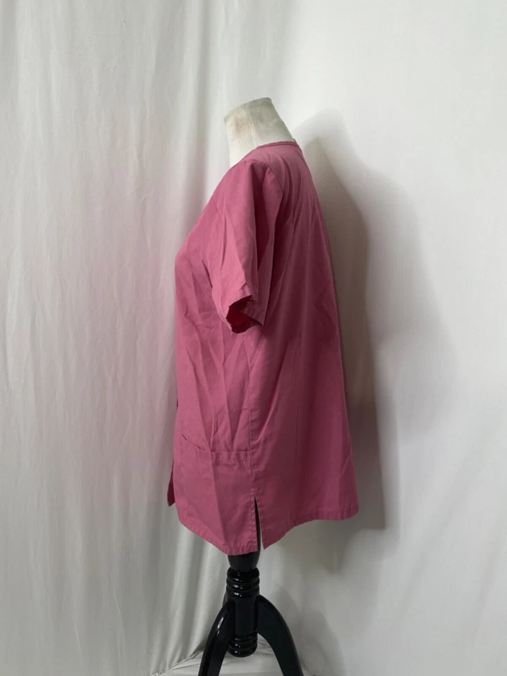 Womens Medium Scrubs Top Simply Basic Purple Pink In Color Button Down - Image 3 of 4