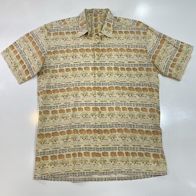 Burma Bibas Men s Travel Shirt Retro Transport Print 60 Singles Lawn Cotton Sz M