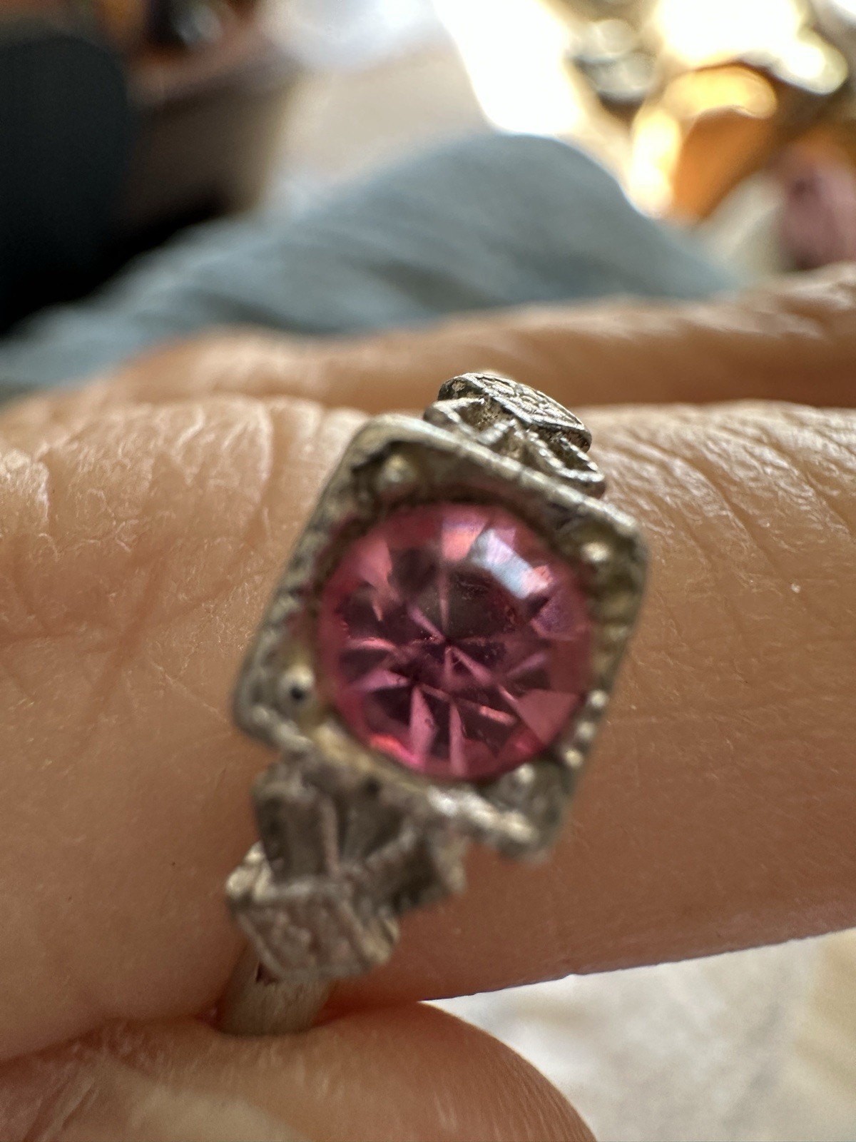 Vintage Artisan Ruby Ring  Adjustable Size 8.5 - image 1