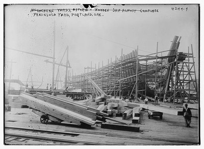 Photo:Peninsula yard,Portland,Oregon,OR,ship yard,Bain News Service,wood