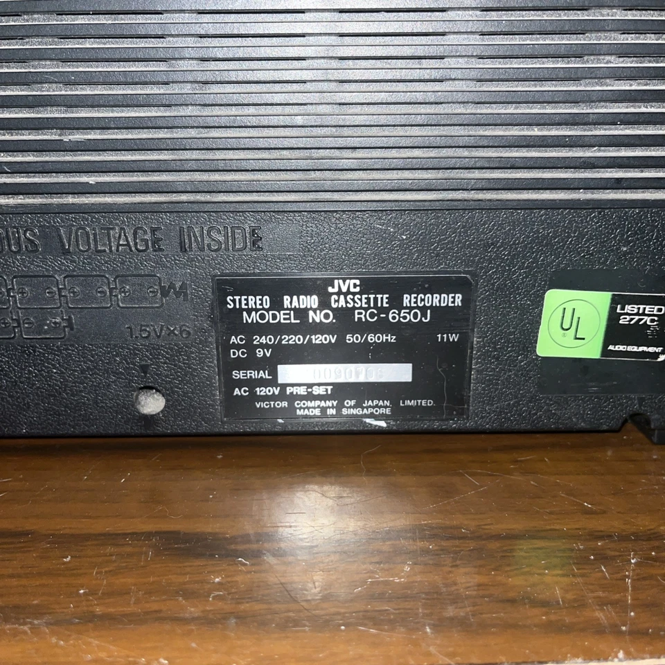 De colección JVC RC-650 Radio Estéreo Cassette Grabadora Reproductor de Cinta Boombox ¡VER VIDEO! Foto 4 de 4