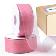 Pink Sheer Organza Ribbon 11/2 Inch 100 Yards Clear Chiffon Tulle Craft
