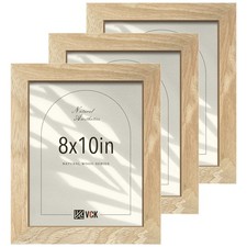 8x10 Picture Frame Set of 3, Natural Solid Wood Beige Photo Frame, Exclusive ...