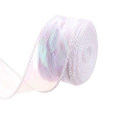 1.5 Inch 25 Yard Sheer Organza Ribbon Shimmer Chiffon Tulle Ribbons White