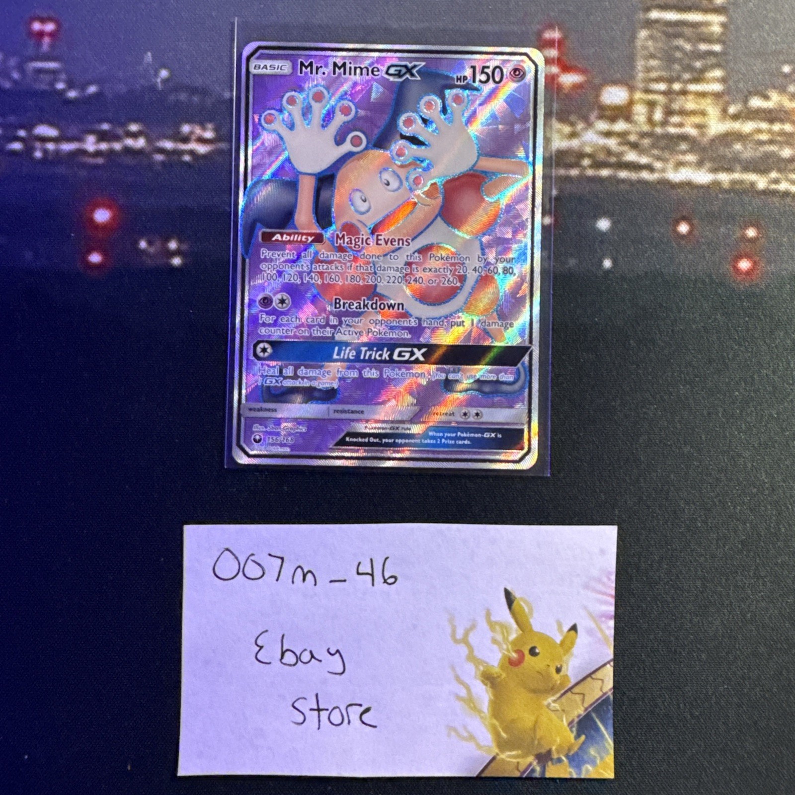 Pokemon Mr. Mime GX Full Art Holo Card 156/168 Celestial Storm Ultra Rare MINT