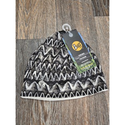 Buff Coolmax Polygiene Insect Shield Beanie Hat Grey Black Zigzag Pattern NWT