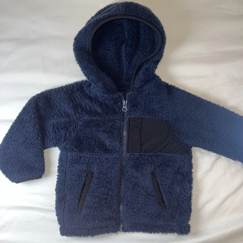 Chaqueta con Cremallera Faded Glory Sherpa Azul Marino Niños Talla 18 Meses Unisex Y2K Foto 2 de 4