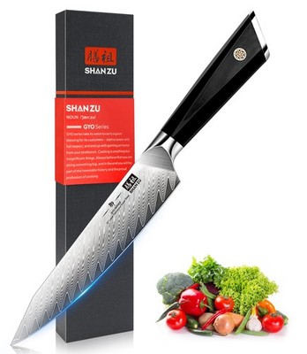 SHAN ZU DAMASKUS CHEF KNIFE 6'' 67-LAYER JAPANESE STEEL 10CR15COMOV - G10 HANDLE