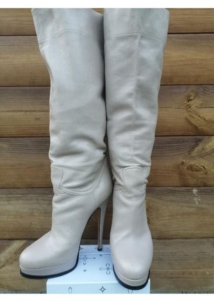 Women Casadei Boots Beige Leather 36