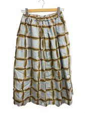 mina perhonen 2025SS solmio gathered skirt, size 38, linen, blue, all-over print