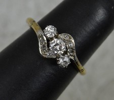 Antique Diamond and 18ct Gold Trilogy Ring on Twist