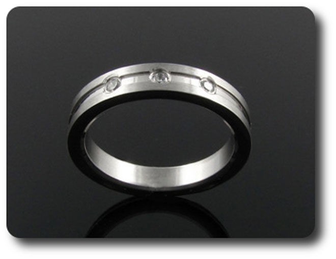 BAGUE HOMME en acier et 3 diamants CZ 2 mm, le cadeau idéal pour lui